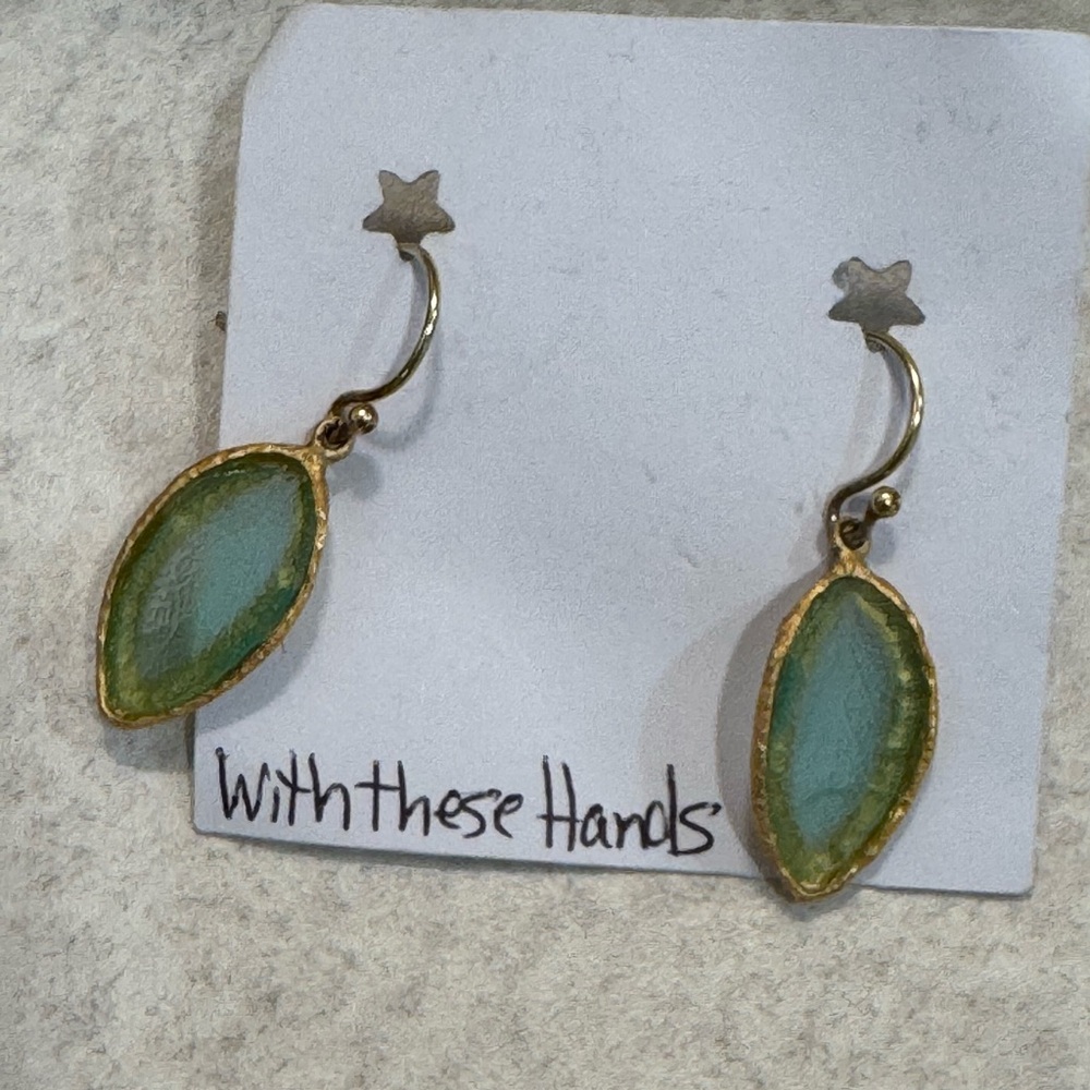 Green and Gold Vintage-Style Earrings
